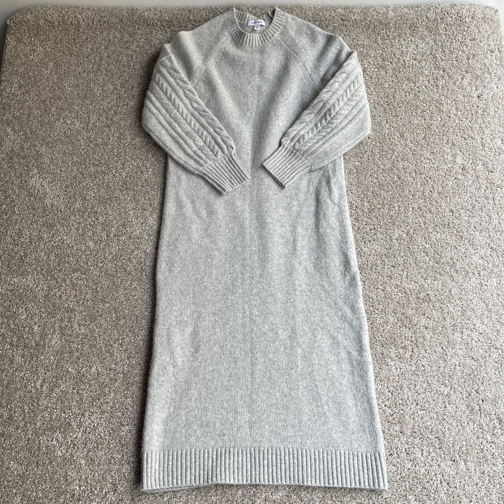 Nordstrom Sweater Dress Womens 2XS Gray Long Sleeve Cable Knit Midi Casual